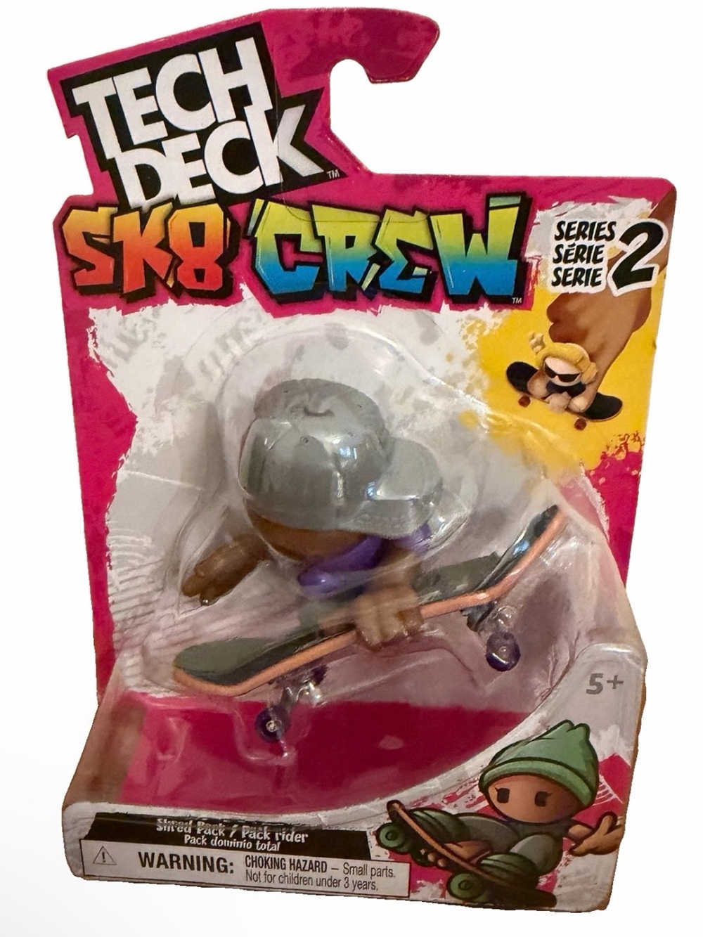 Tech Deck SK8 Crew Series 2 Skateboard Figure - Gray Hat NIB